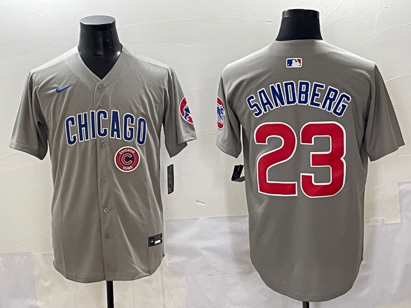 Men Chicago Cubs #23 Sandberg grey MLB Nike 2025 Jersey style 008->los angeles dodgers->MLB Jersey